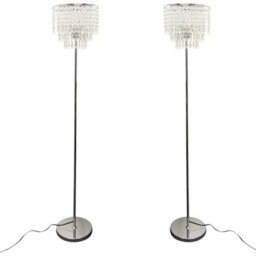 First Choice Lighting Set Of 2 Chrome And Acrylic Crystal Jewelled Floor Lamps - thumbnail 2
