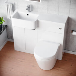 Nes Home Left Hand Basin Vanity Unit, With Black Handles, Wc Unit & Rimless Toilet - thumbnail 4
