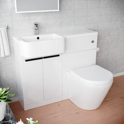 Nes Home Left Hand Basin Vanity Unit, With Black Handles, Wc Unit & Rimless Toilet - thumbnail 5
