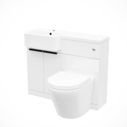 Nes Home Left Hand Basin Vanity Unit, With Black Handles, Wc Unit & Rimless Toilet - thumbnail 6