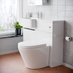 Nes Home Left Hand Basin Vanity Unit, With Black Handles, Wc Unit & Rimless Toilet - thumbnail 3