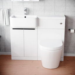 Nes Home Left Hand Basin Vanity Unit, With Black Handles, Wc Unit & Rimless Toilet - thumbnail 2