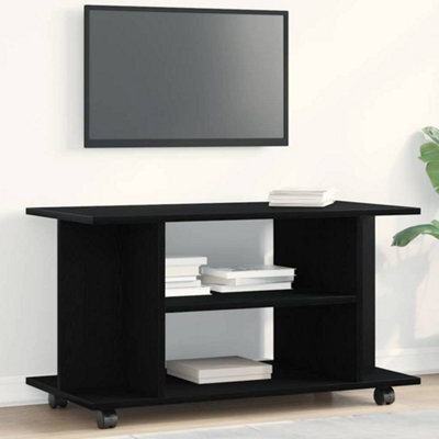 Walplus Tv Cabinet With Castors Black Oak 80X40X45 Cm Engineered Wood - image 1