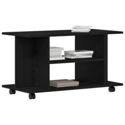 Walplus Tv Cabinet With Castors Black Oak 80X40X45 Cm Engineered Wood - thumbnail 4