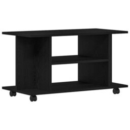 Walplus Tv Cabinet With Castors Black Oak 80X40X45 Cm Engineered Wood - thumbnail 2