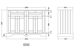 Old London Floor Standing 4 Door Basin Unit 1200mm-Timeless Sand - thumbnail 2