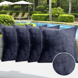 Ameha Charcoal Plain Velvet Cushions Set, 18X18 Inch, Includes 4 Filled Cushions & 4 Covers, Breathable & Anti Allergic - thumbnail 2