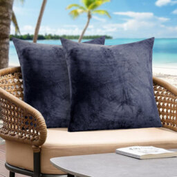 Ameha Charcoal Plain Velvet Cushions Set, 18X18 Inch, Includes 4 Filled Cushions & 4 Covers, Breathable & Anti Allergic - thumbnail 3