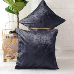 Ameha Charcoal Plain Velvet Cushions Set, 18X18 Inch, Includes 4 Filled Cushions & 4 Covers, Breathable & Anti Allergic - thumbnail 7