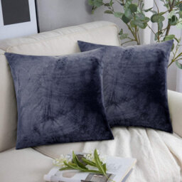 Ameha Charcoal Plain Velvet Cushions Set, 18X18 Inch, Includes 4 Filled Cushions & 4 Covers, Breathable & Anti Allergic - thumbnail 4