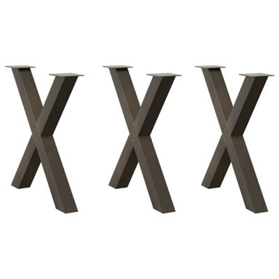 Berkfield Dining Table Legs X-Shaped 3 Pcs Natural Steel 80X(72-73) Cm Steel - image 1