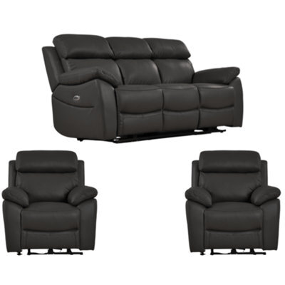 Furniture Instore Dandrea Genuine Leather Grey Electric Power Recliner 3+1+1 Seater Sofa Set - image 1