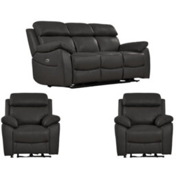 Furniture Instore Dandrea Genuine Leather Grey Electric Power Recliner 3+1+1 Seater Sofa Set - thumbnail 1