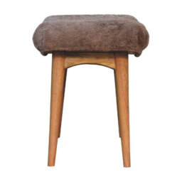 Artisan Furniture Solid Wood Mocha Faux Fur Curved Bench - thumbnail 9