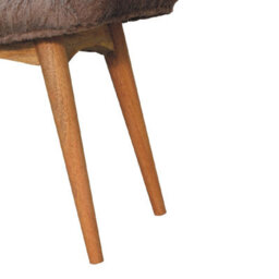 Artisan Furniture Solid Wood Mocha Faux Fur Curved Bench - thumbnail 8