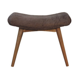 Artisan Furniture Solid Wood Mocha Faux Fur Curved Bench - thumbnail 2