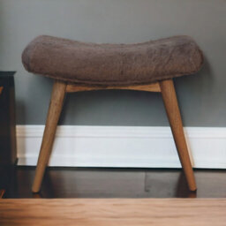 Artisan Furniture Solid Wood Mocha Faux Fur Curved Bench - thumbnail 1