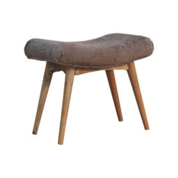 Artisan Furniture Solid Wood Mocha Faux Fur Curved Bench - thumbnail 3