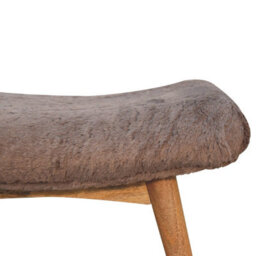 Artisan Furniture Solid Wood Mocha Faux Fur Curved Bench - thumbnail 4