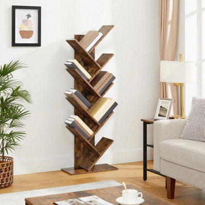 8-Tier Tree Bookcase Bookshelf Floor Standing Wooden Shelves Storage Lbc11Bx - image 1