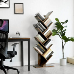 8-Tier Tree Bookcase Bookshelf Floor Standing Wooden Shelves Storage Lbc11Bx - thumbnail 3