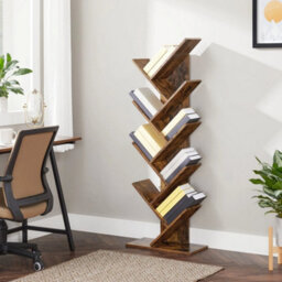 8-Tier Tree Bookcase Bookshelf Floor Standing Wooden Shelves Storage Lbc11Bx - thumbnail 2