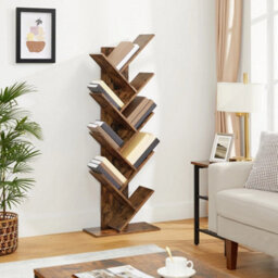 8-Tier Tree Bookcase Bookshelf Floor Standing Wooden Shelves Storage Lbc11Bx - thumbnail 1
