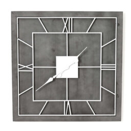 Wyld Haus 60Cm Industrial Grey & White Square Wall Clock With Roman Numerals - thumbnail 2