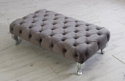 Comfy Deluxe Chesterfield Footstool Maroon Plush