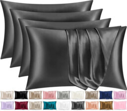 Lazzaro 4 Pack Satin Silk Pillowcases For Hair & Skin Soft Smooth With Envelope Closure