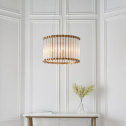 Matt Gold Glass Tube Ceiling Chandelier - Decorative Glass Rods - 6 Bulb Fitting - thumbnail 3