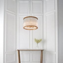Matt Gold Glass Tube Ceiling Chandelier - Decorative Glass Rods - 6 Bulb Fitting - thumbnail 4