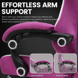Luckracer Fabric Gaming Chair With Footrest, Ergonomic Computer Desk Chair With Pocket Spring Cushion Home Office Chair, Purple - thumbnail 5