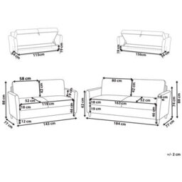 Beliani Living Room Set 5 Seater Mare Fabric Blue With Storage - thumbnail 3