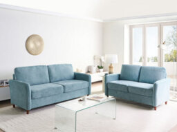 Beliani Living Room Set 5 Seater Mare Fabric Blue With Storage - thumbnail 2