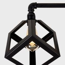 Valuelights Luiggi Satin Black 3 Way Bar Pipework Ceiling Light With Puzzle Cube Design Black Metal Shades And Led Bulbs - thumbnail 3