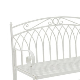 Charles Bentley Wrought Iron Feminine Bench - Antique White - thumbnail 8