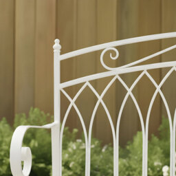 Charles Bentley Wrought Iron Feminine Bench - Antique White - thumbnail 3