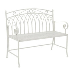 Charles Bentley Wrought Iron Feminine Bench - Antique White - thumbnail 4