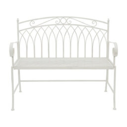 Charles Bentley Wrought Iron Feminine Bench - Antique White - thumbnail 5