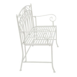 Charles Bentley Wrought Iron Feminine Bench - Antique White - thumbnail 6