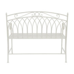 Charles Bentley Wrought Iron Feminine Bench - Antique White - thumbnail 7