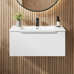 Affine 800mm Bathroom Vanity Unit Basin Wall Hung Storage Furniture Soft Close White - thumbnail 1