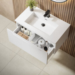 Affine 800mm Bathroom Vanity Unit Basin Wall Hung Storage Furniture Soft Close White - thumbnail 4