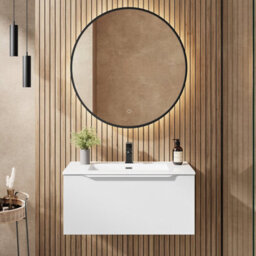 Affine 800mm Bathroom Vanity Unit Basin Wall Hung Storage Furniture Soft Close White - thumbnail 2