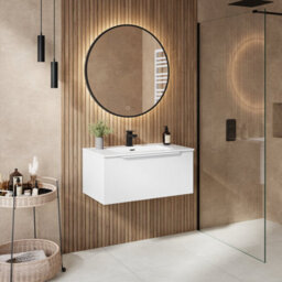 Affine 800mm Bathroom Vanity Unit Basin Wall Hung Storage Furniture Soft Close White - thumbnail 3