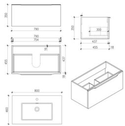 Affine 800mm Bathroom Vanity Unit Basin Wall Hung Storage Furniture Soft Close White - thumbnail 7