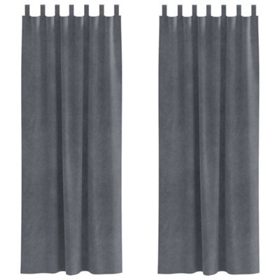 Berkfield Modern Blackout Curtains With Hanging Loops 2 Pcs Super Light Grey Velvet - image 1
