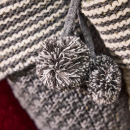 Dibor Grey Chunky Knit Pom Pom Xmas Gift Decoration Christmas Stocking For Kids - thumbnail 4