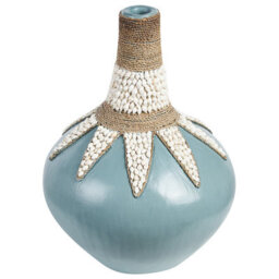 Beliani Decorative Vase Silau Ceramic 43 Cm Blue